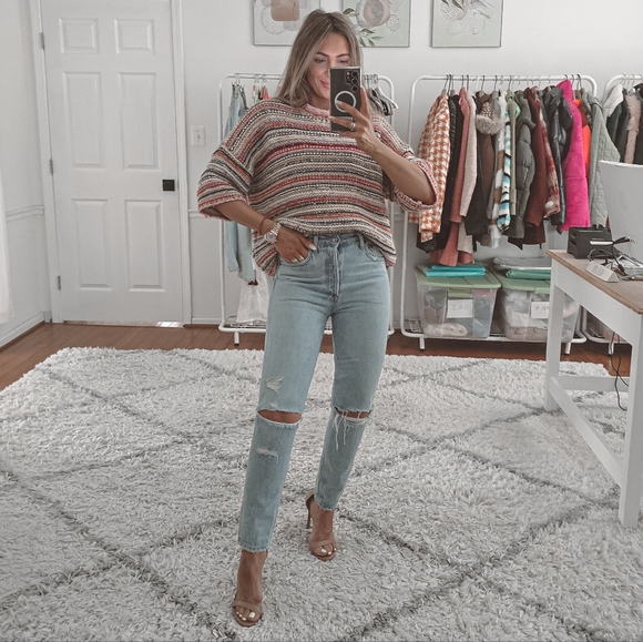 Ganni mixed knit short sleeve sweater size M - Picture 7 of 10